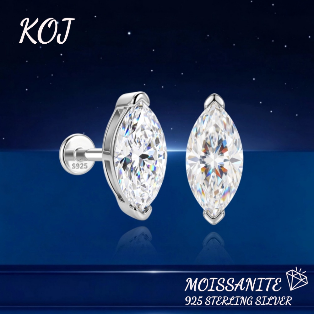 KOJ 1PC Anting Tusuk Perak S92 - Moissanite Stud Earrings Round Cut 1Ct ulasan dan harga