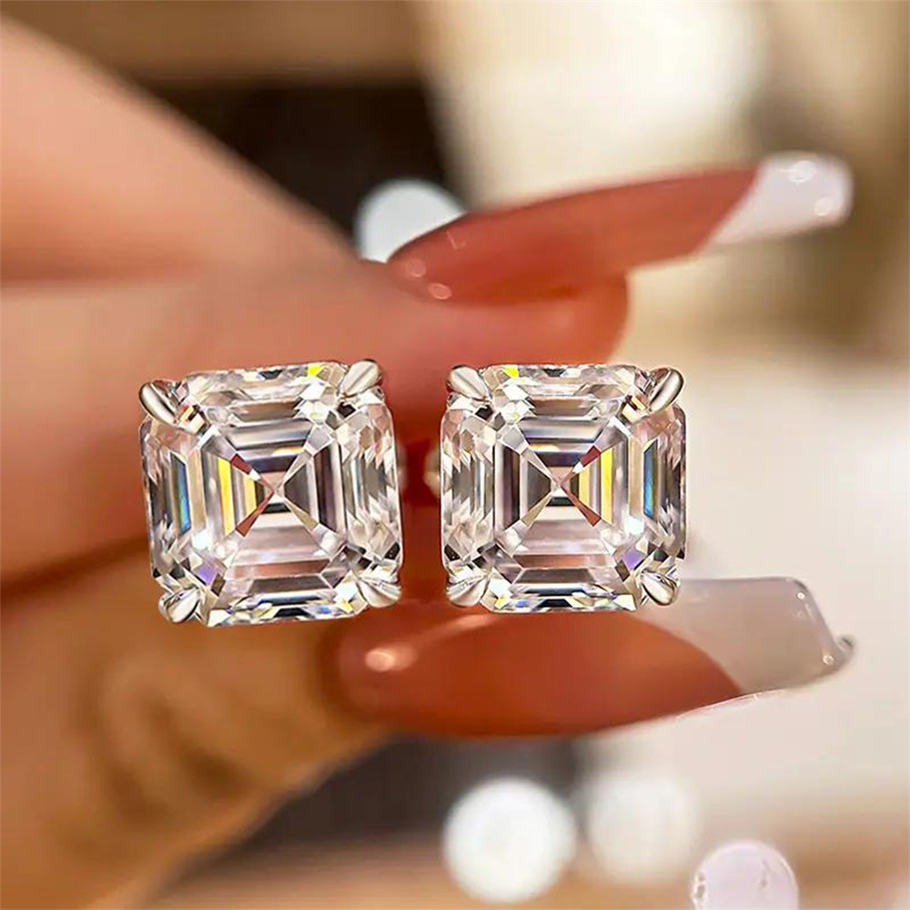 KOJ 1PC Anting Tusuk Perak S92 - Moissanite Stud Earrings Round Cut 1Ct ulasan dan harga