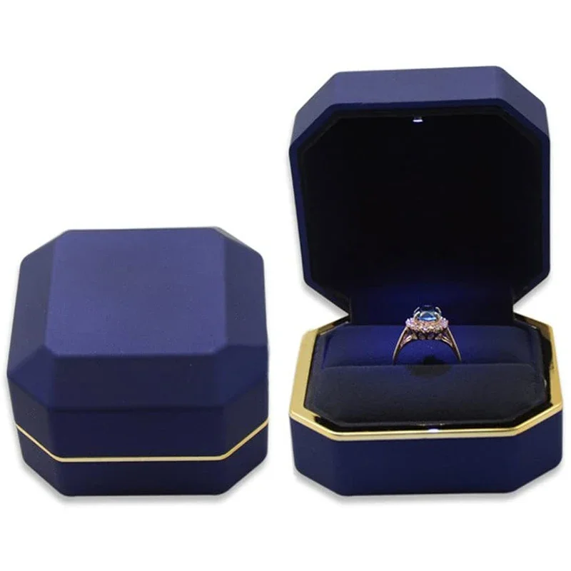 Kotak perhiasan LED, 1 buah ka - Velvet Ring Box Led Light Proposal ulasan dan harga