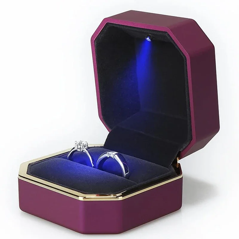 Kotak perhiasan LED, 1 buah ka - Velvet Ring Box Led Light Proposal ulasan dan harga