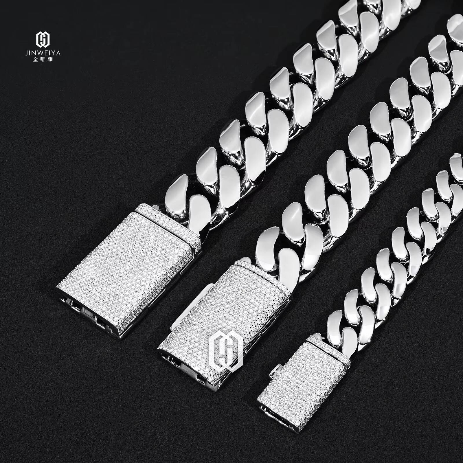 Kalung Rantai Cuban Miami Mewa - Moissanite Cuban Link Chain Iced Out ulasan dan harga
