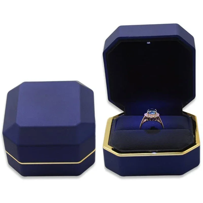 Kotak Cincin Mewah Baru 1PCS K - Velvet Ring Box Led Light Proposal ulasan dan harga