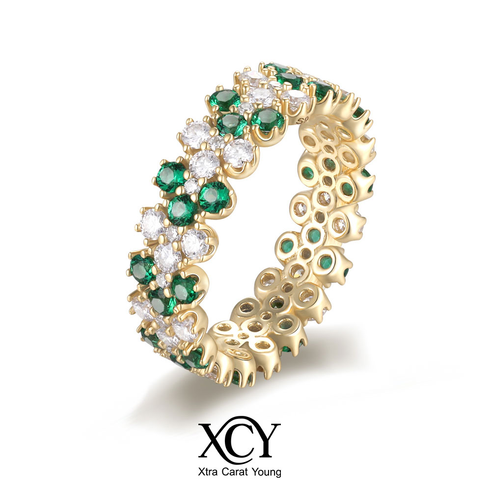 Cincin Emas Lapis 14k XCY deng - Moissanite Eternity Band Ring Stackable ulasan dan harga