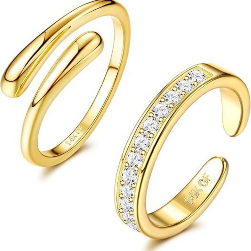 Set Dua Potong Cincin Kaki Zir - Lab Grown Diamond Ring 14K Gold ulasan dan harga