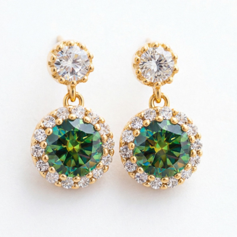 Jellystory S925 Anting Perak M - Moissanite Stud Earrings Round Cut 1Ct ulasan dan harga