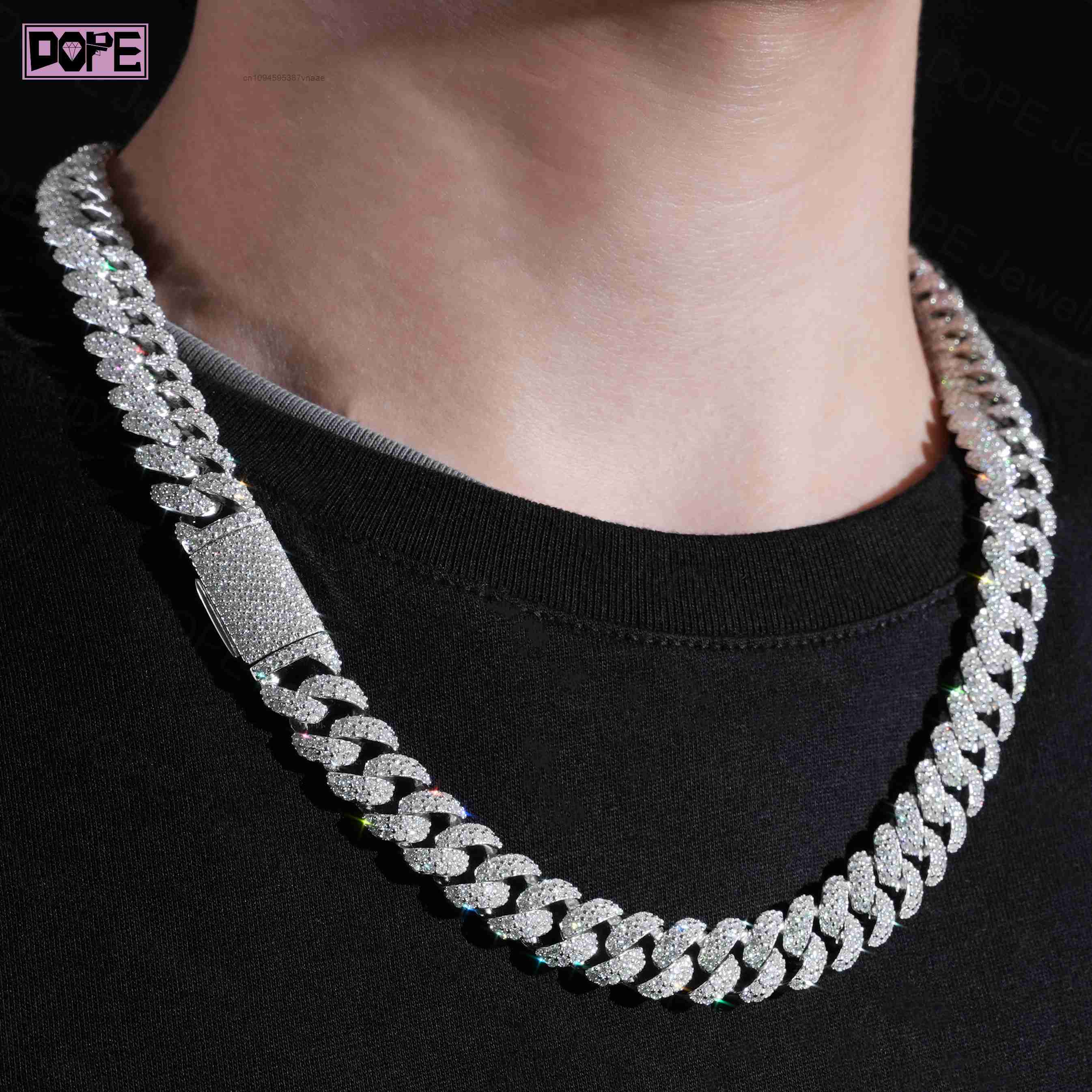 Rantai Cuban Moissanite 12mm V - Moissanite Cuban Link Chain Iced Out ulasan dan harga