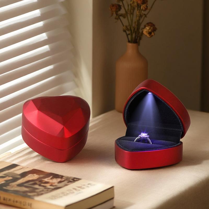 Kotak Perhiasan LED Mewah Berb - Velvet Ring Box Led Light Proposal ulasan dan harga