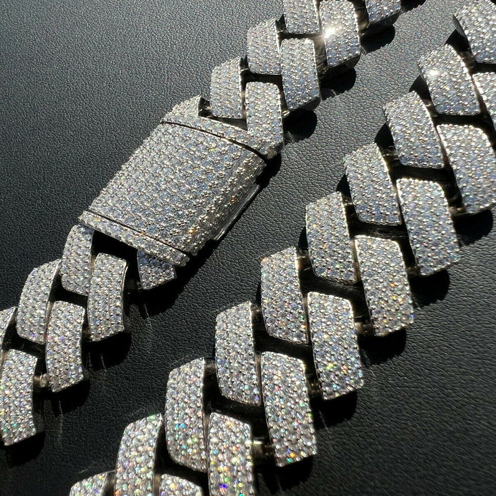 Kalung Rantai Kuba dengan Batu - Moissanite Cuban Link Chain Iced Out ulasan dan harga