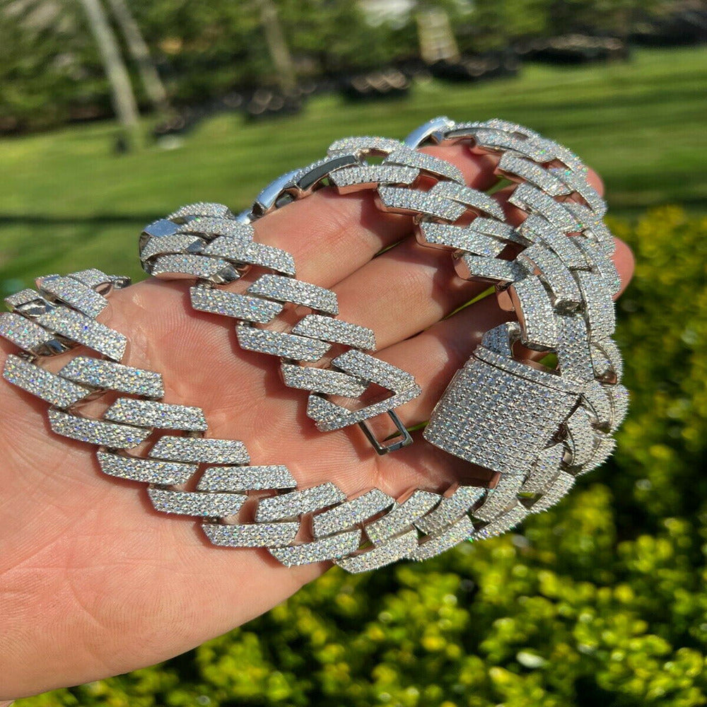 Kalung Rantai Kuba dengan Batu - Moissanite Cuban Link Chain Iced Out ulasan dan harga
