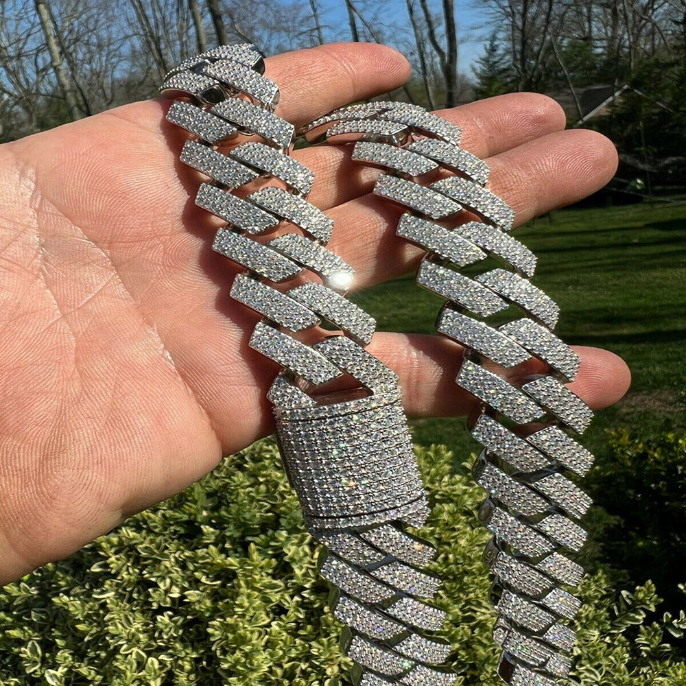 Kalung Rantai Kuba dengan Batu - Moissanite Cuban Link Chain Iced Out ulasan dan harga