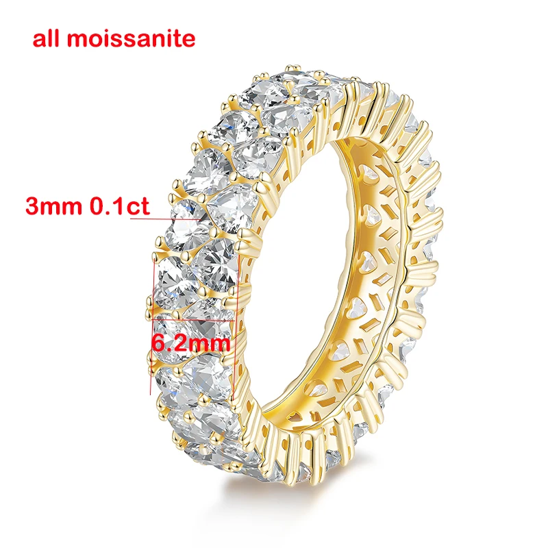 FCGJHW Cincin Moissanite Bentu - Moissanite Eternity Band Ring Stackable ulasan dan harga