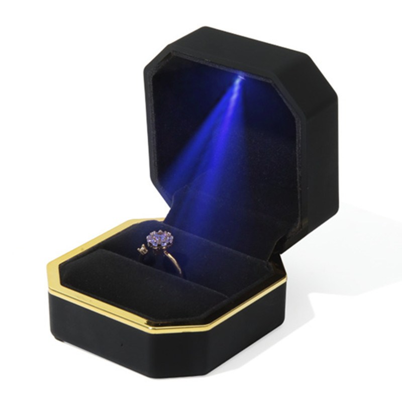 1 Buah Kotak Cincin Perhiasan  - Velvet Ring Box Led Light Proposal ulasan dan harga