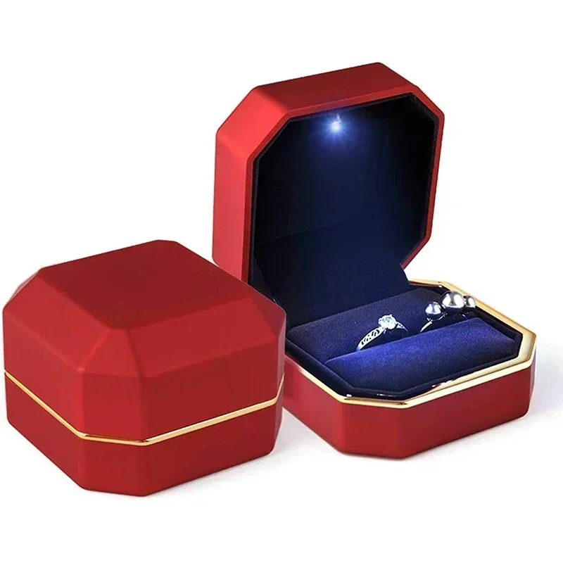 Kotak Cincin Mewah Persegi Bel - Velvet Ring Box Led Light Proposal ulasan dan harga