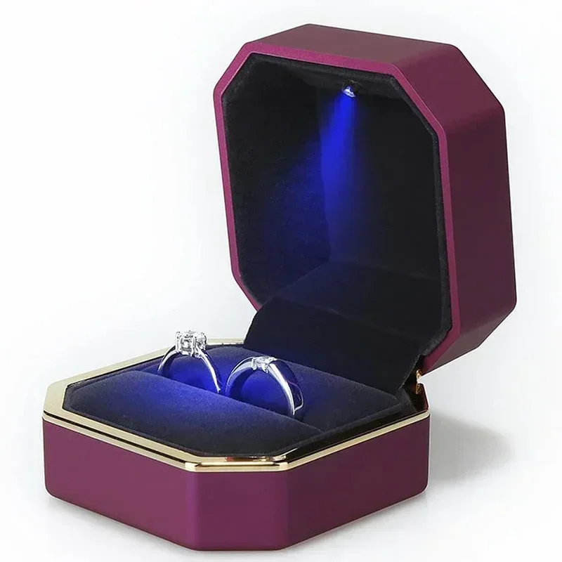 Kotak Cincin Mewah Persegi Bel - Velvet Ring Box Led Light Proposal ulasan dan harga
