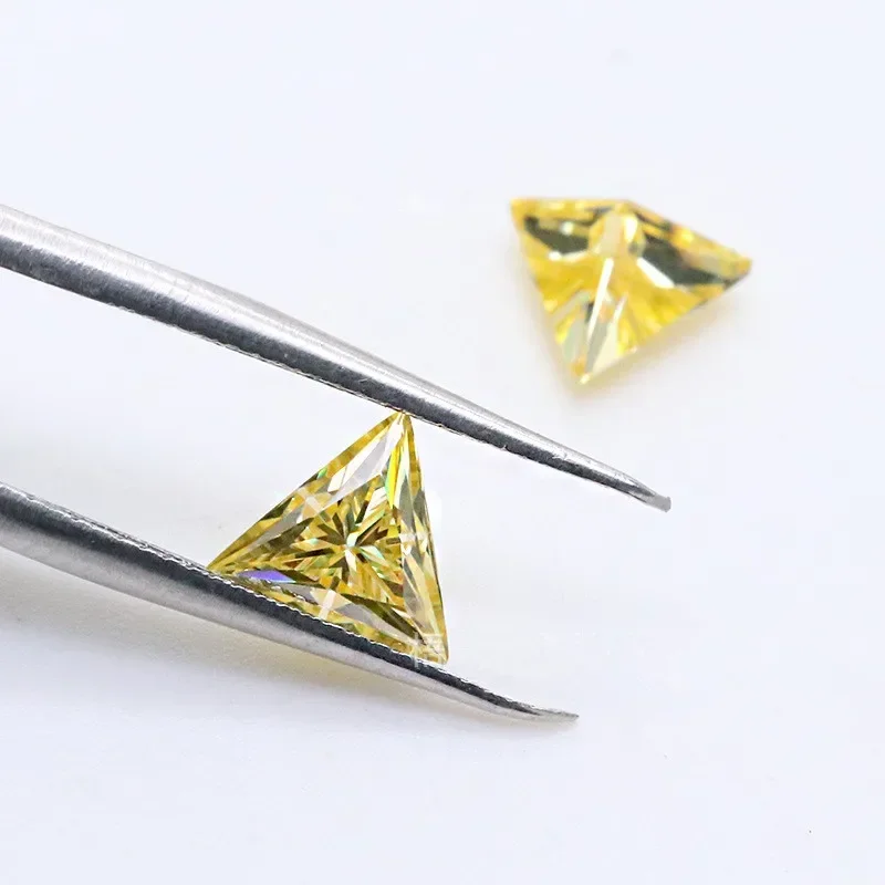 MOJY Potongan Segitiga Lemon K - Gra Certificate Loose Moissanite Stone ulasan dan harga