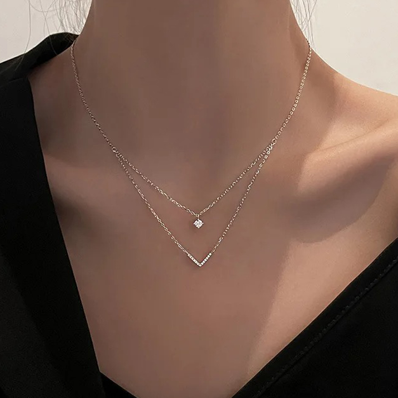 Anziw V Huruf 5Mm Liontin Mois - Moissanite Pendant Necklace Solitaire ulasan dan harga