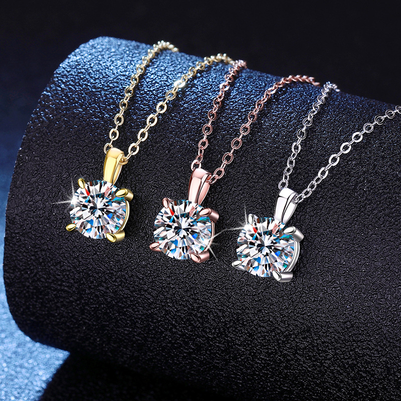 Kalung Emas 18K Platinum PT950 - Moissanite Pendant Necklace Solitaire ulasan dan harga