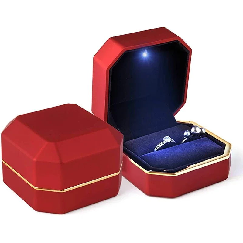 Kotak Cincin Baru 1PCS Kotak C - Velvet Ring Box Led Light Proposal ulasan dan harga
