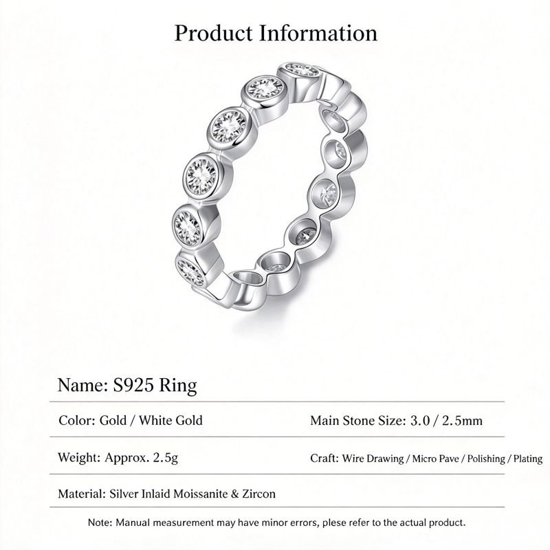 Cincin Perak S925 Gica Gema de - Moissanite Eternity Band Ring Stackable ulasan dan harga