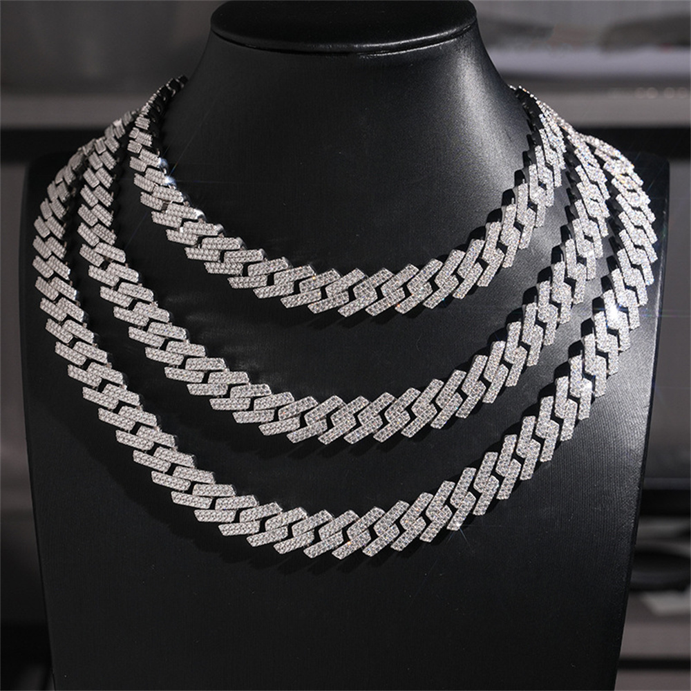 Kalung Rantai Kuba Berlapis Be - Moissanite Cuban Link Chain Iced Out ulasan dan harga
