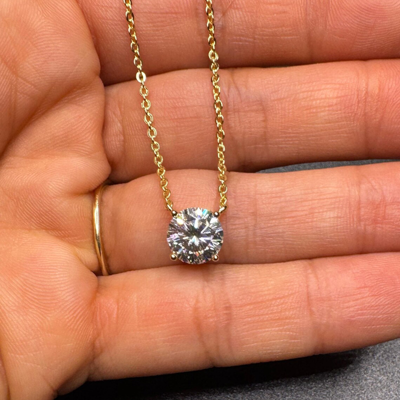 Rrjzz 0.5-5CT Kalung Liontin M - Moissanite Pendant Necklace Solitaire ulasan dan harga