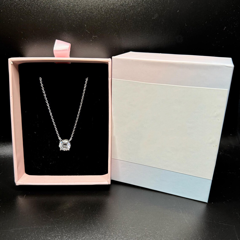 Rrjzz 0.5-5CT Kalung Liontin M - Moissanite Pendant Necklace Solitaire ulasan dan harga