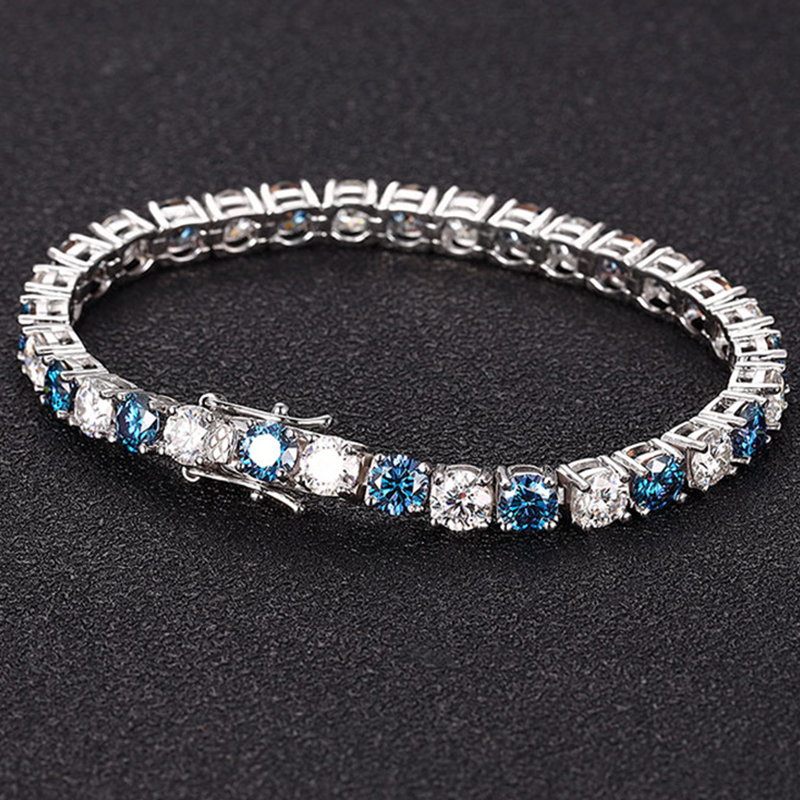 Gelang Tenis Moissanite Biru d - Moissanite Tennis Bracelet 925 Sterling ulasan dan harga
