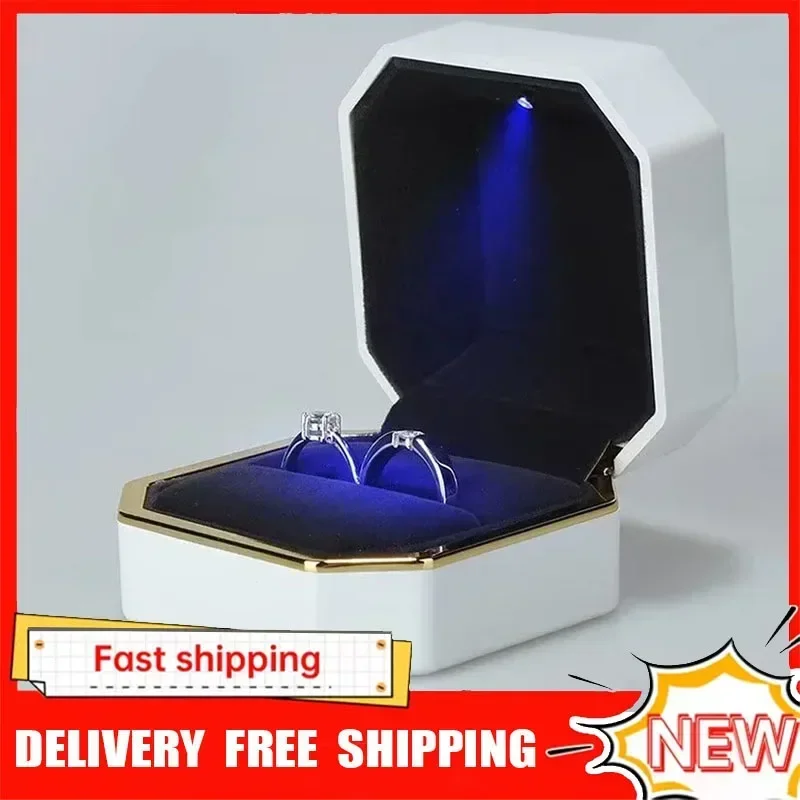 Kotak Cincin Ganda Baru, Kotak - Velvet Ring Box Led Light Proposal ulasan dan harga