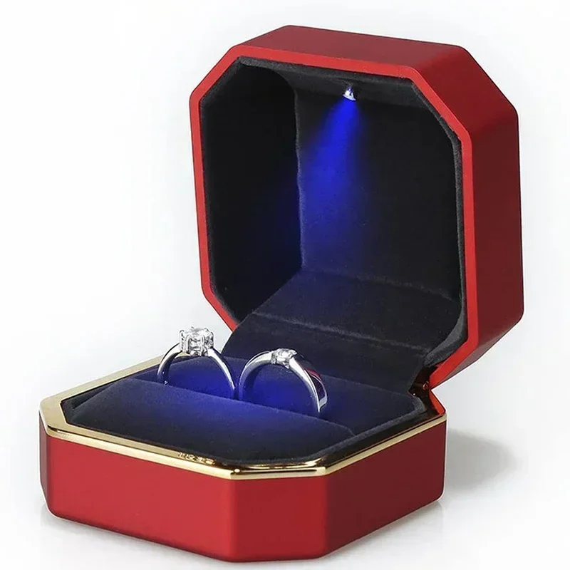 Kotak Cincin Ganda Baru, Kotak - Velvet Ring Box Led Light Proposal ulasan dan harga